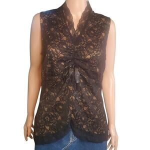 Y2K Whimsigoth Top Black Lace Nude Lined Romantic Goth Festival Fairy Witchy